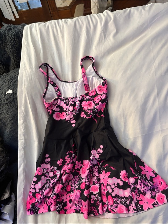 Other - Women's Black Swim Sarong Dress with Pink Floral Print